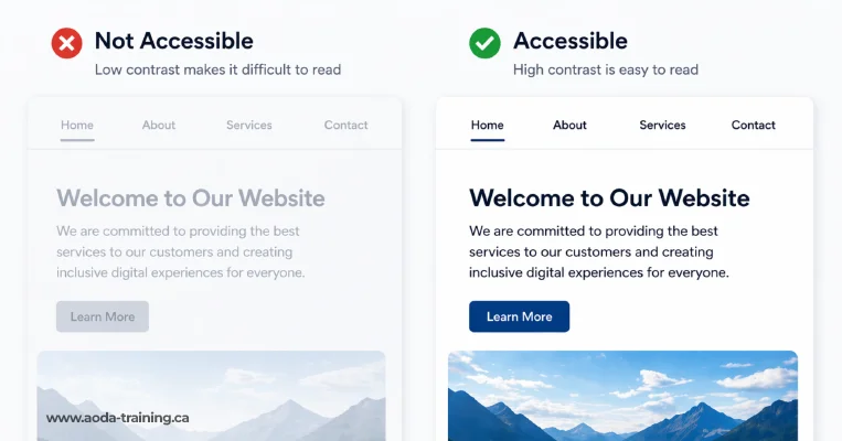 Accessible vs non accessible text contrast